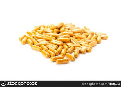 turmeric or longa in capsule isolated on white background