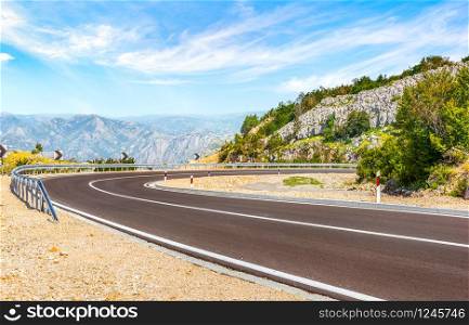 Turn of road in mountains of Montenegro. Turn of road in mountains