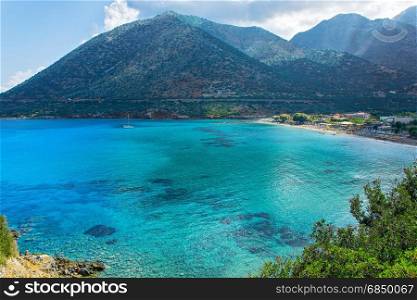 Turquoise-blue water beach of Livadi in the village of Bali in Crete