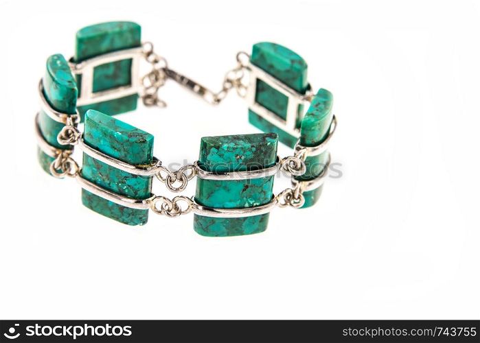 Turquoise bracelet isolated on white background