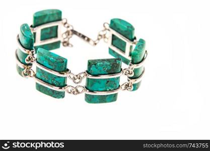 Turquoise bracelet isolated on white background