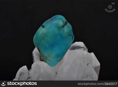 Turquoise on rock crystal