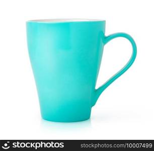 Turquoise tea cup isolated on a white background. Turquoise tea cup