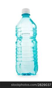 Turquoise transparent isolated bottle of water