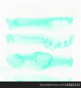 turquoise watercolor stain isolated white background