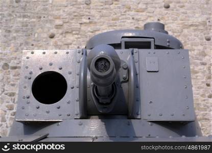 Turret of grey tank