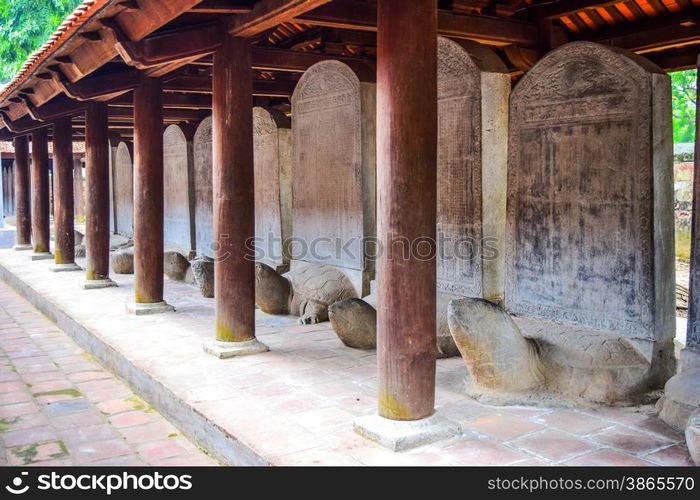 Turtle stone steles at Van Mieu - Quoc Tu Giam in Hanoi.