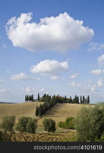 tuscan landscape whit cloud, valle d&acute;Orcia, italy