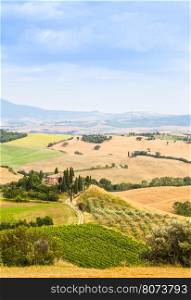 Tuscany, Val d'Orcia area. Wonderful countryside in a sunny day, just before rain arrival