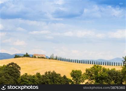 Tuscany, Val d&rsquo;Orcia area. Wonderful countryside in a sunny day, just before rain arrival