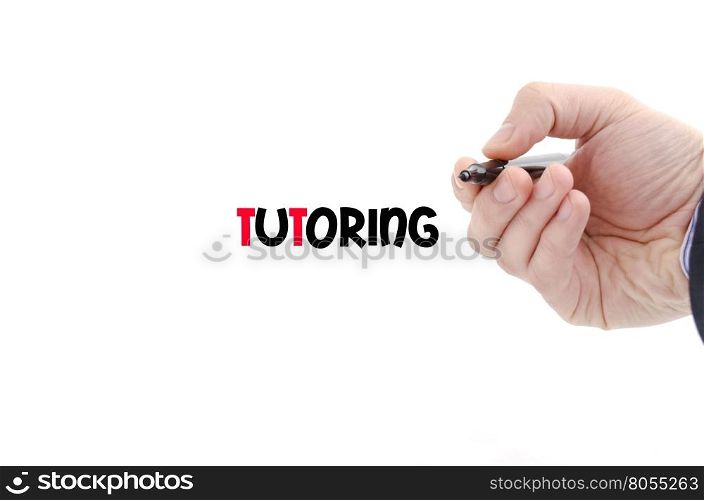 Tutoring text concept isolated over white background