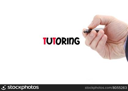 Tutoring text concept isolated over white background