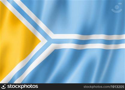 Tuva state - Republic - flag, Russia waving banner collection. 3D illustration. Tuva state - Republic - flag, Russia