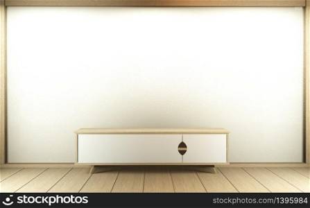 TV cabinet in a modern room, Zen blank, Japanese-style products, used for editing. 3d rendering