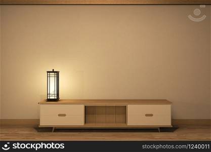 Tv cabinet wooden in idea modern zen room style,minimal designs. 3D rendering