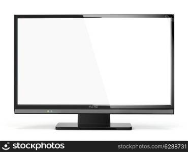 TV flat screen lcd or plasma isolated on white. .Digital broadcasting television. 3d
