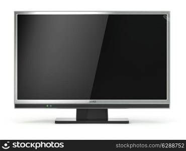 TV flat screen lcd or plasma isolated on white. .Digital broadcasting television. 3d