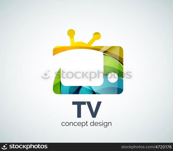 TV logo template, abstract elegant glossy business icon