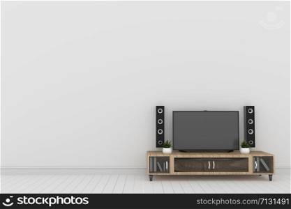 Tv - Mockup in modern white empty room. 3D rendering