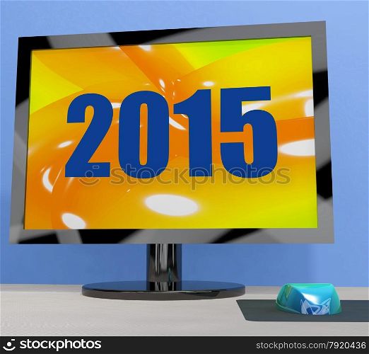 TV Monitor Representing High Definition Television Or HDTV. Two Thousand And Fifteen On Monitor Showing Year 2015