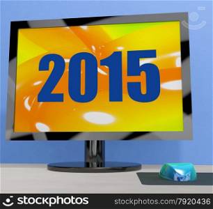 TV Monitor Representing High Definition Television Or HDTV. Two Thousand And Fifteen On Monitor Showing Year 2015
