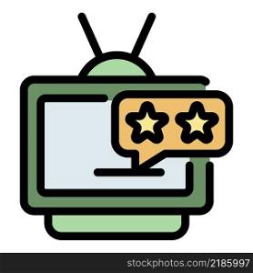 Tv rating icon. Outline tv rating vector icon color flat isolated. Tv rating icon color outline vector