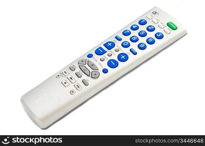 TV remote controller a over white background