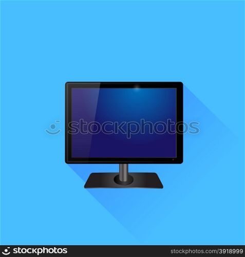 TV Screen Isolated on Blue Background. Long Shadow.. TV Screen
