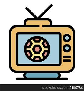 Tv soccer match icon. Outline tv soccer match vector icon color flat isolated. Tv soccer match icon color outline vector