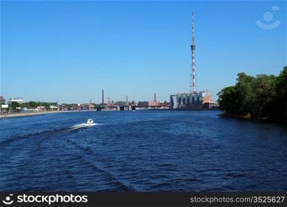 Tv tower on Neva river, Saint-Petersburg, Russia