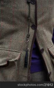 Tweed shooting waist coat with whistle