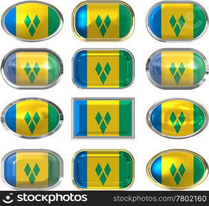 twelve buttons of the Flag of Saint Vincent and the Grenadines