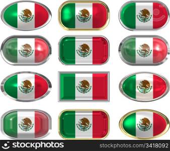 twelve Great buttons of the Flag of mexico