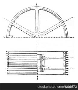 Twelve pulley grooves, vintage engraved illustration. Industrial encyclopedia E.-O. Lami - 1875.