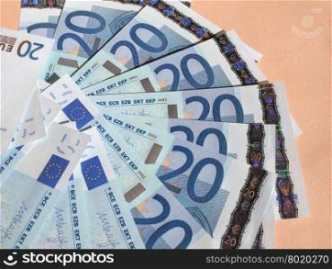Twenty Euro notes. Twenty Euro banknotes currency of the European Union