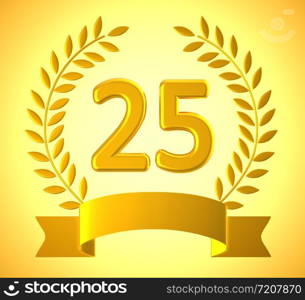 Twenty fifth anniversary celebration shows celebrations and greetings for marriage. 25th year of marriage congratulation - 3d illustration