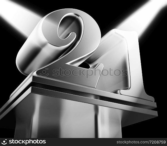 Twenty first anniversary celebration shows celebrations and greetings for marriage. 21st year of marriage congratulation - 3d illustration