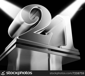 Twenty first anniversary celebration shows celebrations and greetings for marriage. 21st year of marriage congratulation - 3d illustration