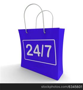 Twenty Four Seven Shopping Bag Showing Open 24/7