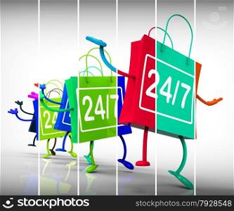 Twenty-four Seven Shopping Bags Showing Availability All Week Long