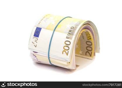 Twenty hundredth banknotes under rubber band