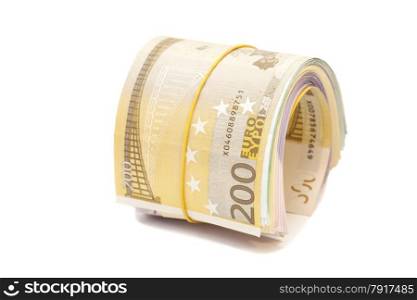 Twenty hundredth banknotes under rubber band
