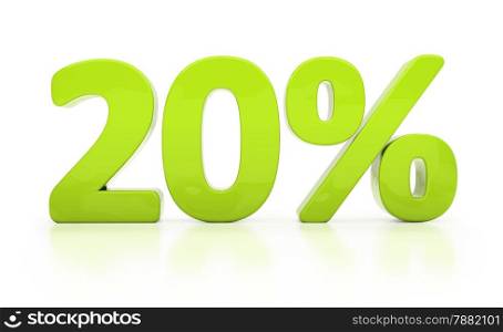 Twenty percent off. Discount 20. &#xA;Percentage. 3D illustration
