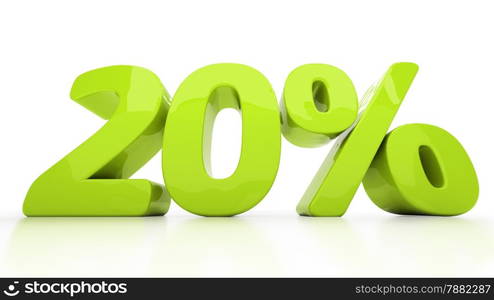 Twenty percent off. Discount 20. &#xA;Percentage. 3D illustration