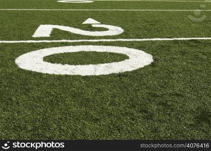 Twenty yard line of american football field
