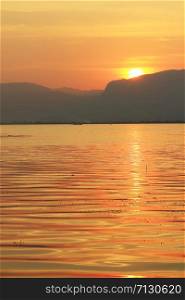Twilight before sunset on the inle lake