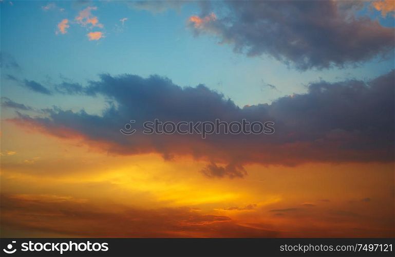 Twilight sky background with blue and orange color