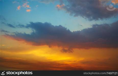 Twilight sky background with blue and orange color