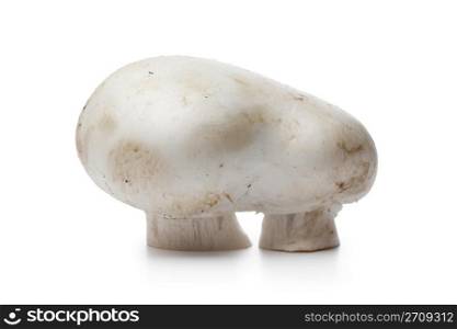 Twin button mushrooms, champignons, on white background