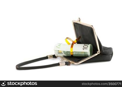 twisted banknotes in your wallet isolated on white
